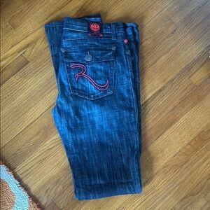 Rock & Republic Blue Flare Jeans with Wide Leg